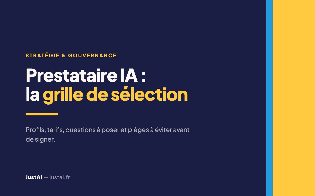 Prestataire IA : agence, cabinet, consultant — le guide de choix